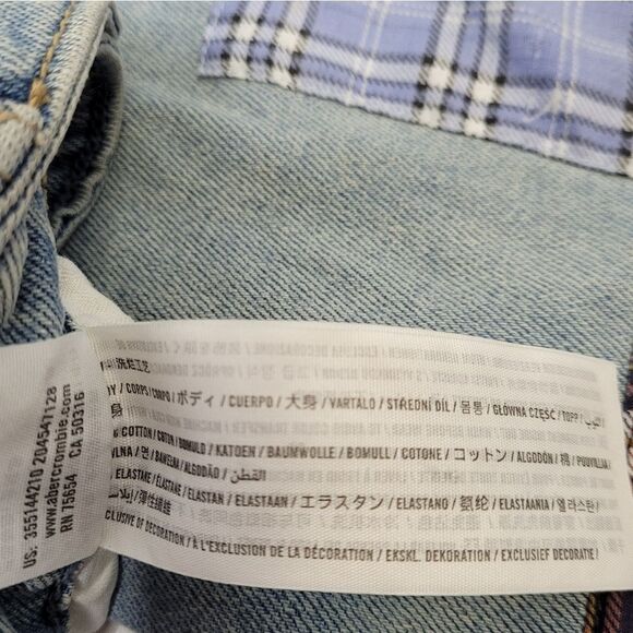 HOLLISTER plaid patchwork ultra high rise dad jeans straight leg 3/26 ASO TV - Picture 7 of 13